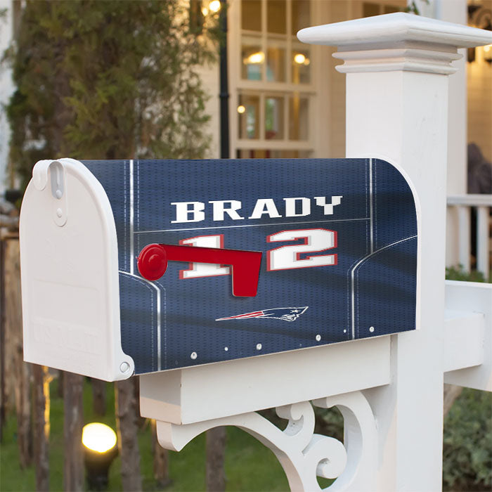 New England Patriots Brady Jersey Magnetic Mailbox Cover 18" X 21" Outdoor Decor