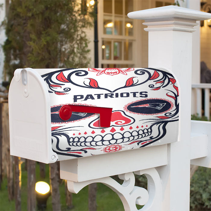 New England Patriots Skull Magnetic Mailbox Cover 18" X 21" Outdoor Decor