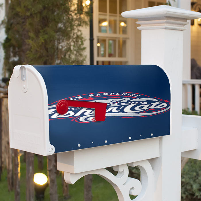 New Hampshire Fisher Cats Baseball Logo Blue Magnetic Mailbox Cover 18" X 21" Outdoor Decor