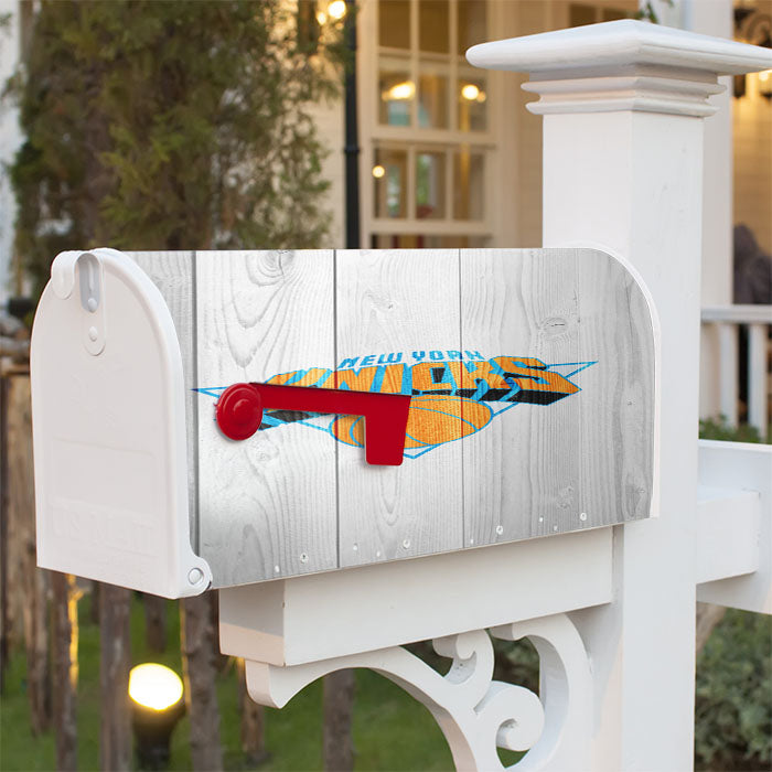 New York Knicks Nba Logo White Wood Wallpaper Magnetic Mailbox Cover 18" X 21" Outdoor Decor