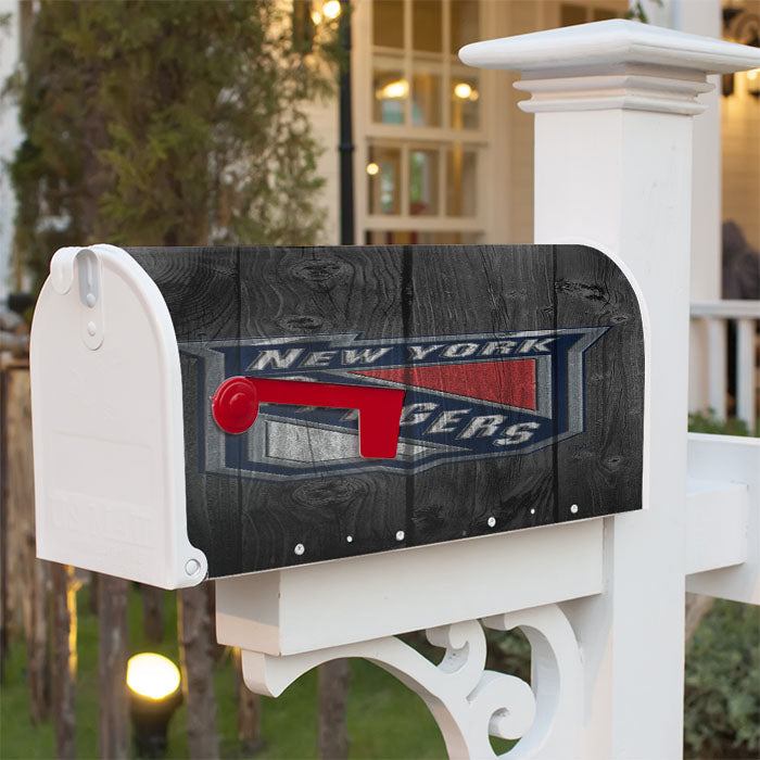New York Rangers Nhl Logo Dark Wood Magnetic Mailbox Cover 18" X 21" Outdoor Decor