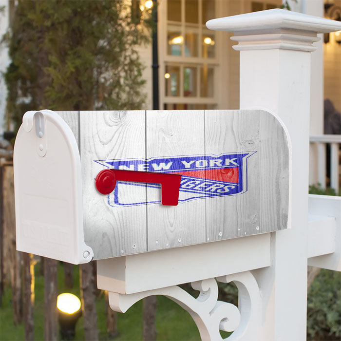 New York Rangers Nhl Logo White Wood Wallpaper Magnetic Mailbox Cover 18" X 21" Outdoor Decor