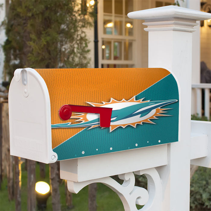 Nfl Miami Dolphins Logo Magnetic Mailbox Cover 18" X 21" Outdoor Decor