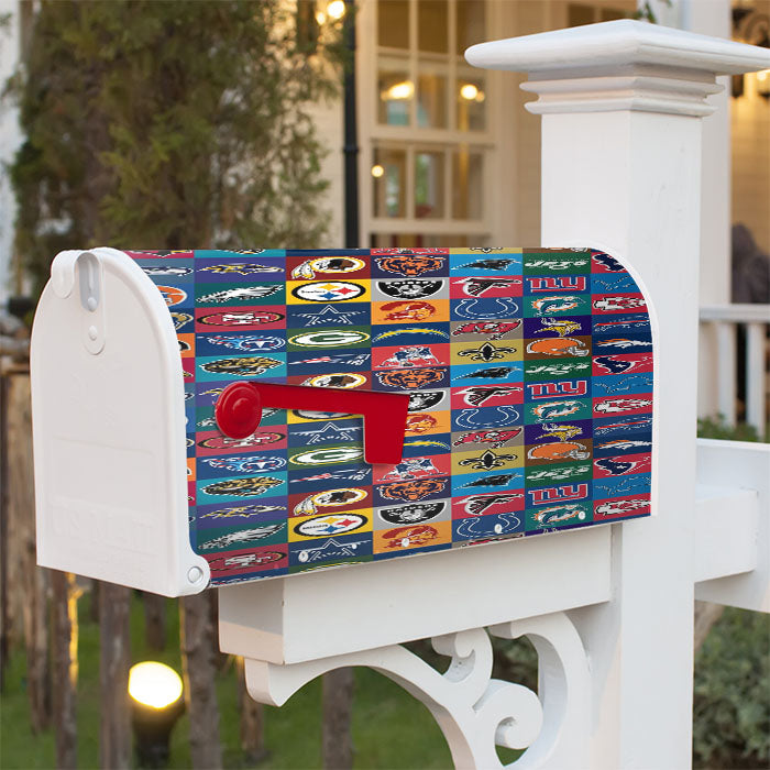 Nfl Teams Logo Collage Collection Magnetic Mailbox Cover 18" X 21" Outdoor Decor