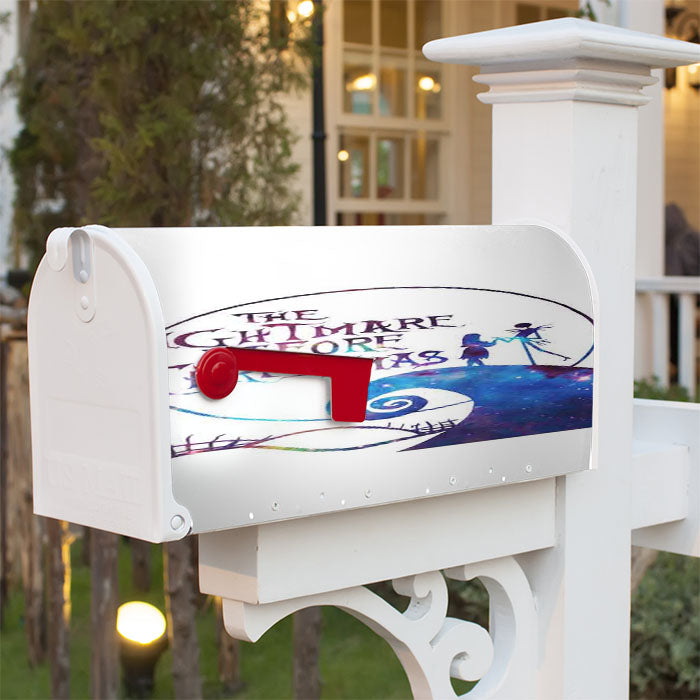 Nightmare Before Christmas Jack And Sally Galaxy Magnetic Mailbox Cover 18" X 21" Outdoor Decor