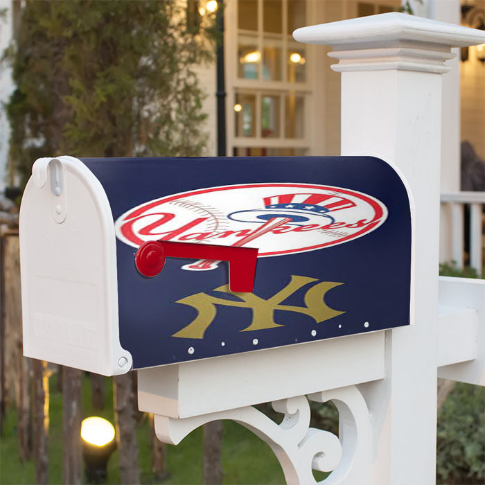 Ny Yankees Two Logos Magnetic Mailbox Cover 18" X 21" Outdoor Decor