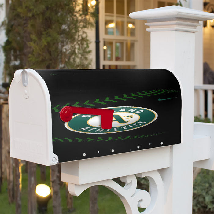 Oakland Athletics Mlb Black Magnetic Mailbox Cover 18" X 21" Outdoor Decor