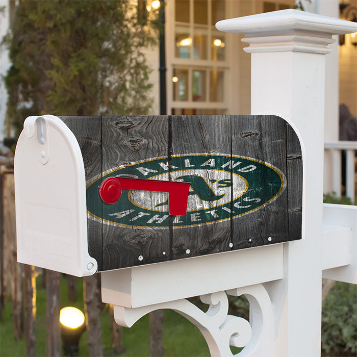 Oakland Athletics Nba Dark Wood Wallpaper Magnetic Mailbox Cover 18" X 21" Outdoor Decor