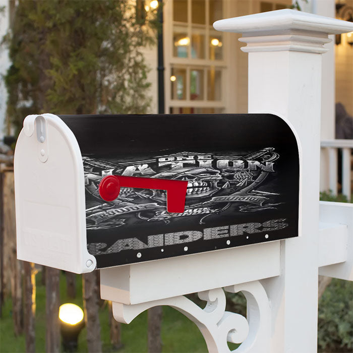 Oakland Raiders Black One Nation Magnetic Mailbox Cover 18" X 21" Outdoor Decor