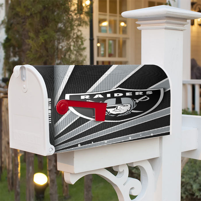 Oakland Raiders Stripe Wallpaper Magnetic Mailbox Cover 18" X 21" Outdoor Decor