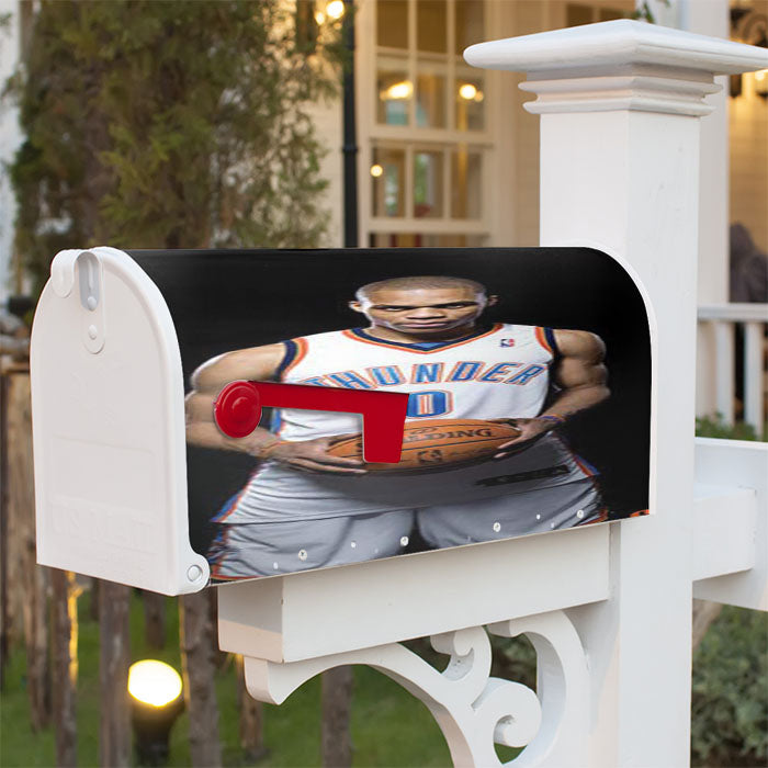 Okc Thunder Russell Westbrook Magnetic Mailbox Cover 18" X 21" Outdoor Decor