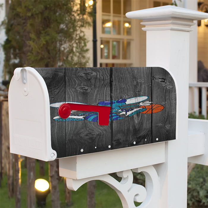 Old Charlotte Hornets Nba Logo Dark Wood Wallpaper Magnetic Mailbox Cover 18" X 21" Outdoor Decor
