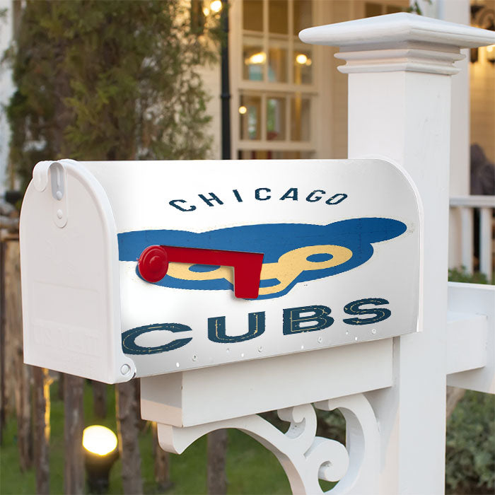 Old Chicago Cubs Logo Magnetic Mailbox Cover 18" X 21" Outdoor Decor