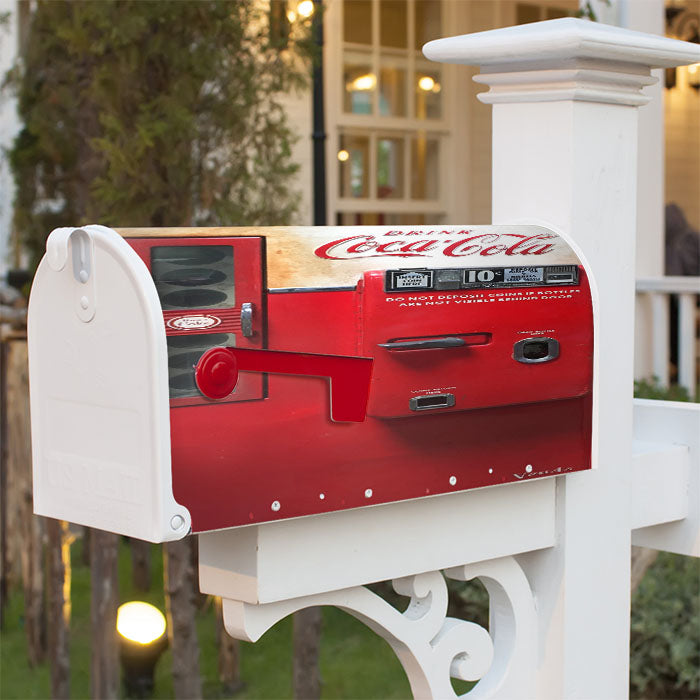 Old Coca Cola Soft Drink Vending Machine Magnetic Mailbox Cover 18" X 21" Outdoor Decor