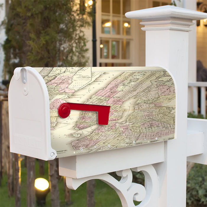 Old New York City Map Magnetic Mailbox Cover 18" X 21" Outdoor Decor