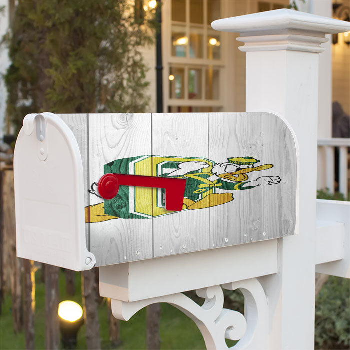 Oregon Ducks University Nfl Logo White Wood Wallpaper 2 Magnetic Mailbox Cover 18" X 21" Outdoor Decor
