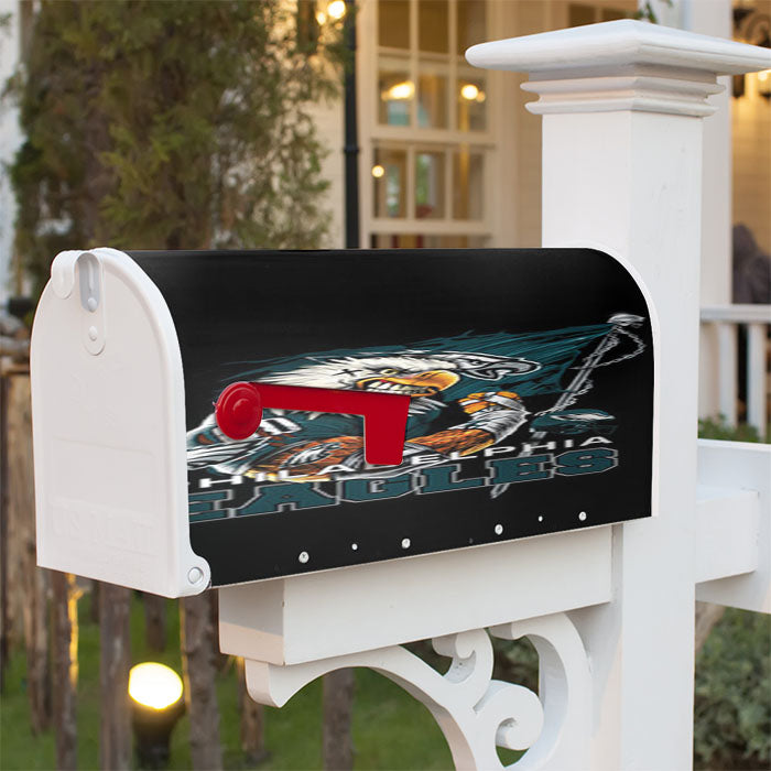 Philadelphia Eagles Logo Black Magnetic Mailbox Cover 18" X 21" Outdoor Decor