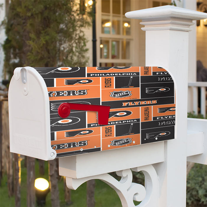 Philadelphia Flyers Nhl Pattern Logo Magnetic Mailbox Cover 18" X 21" Outdoor Decor