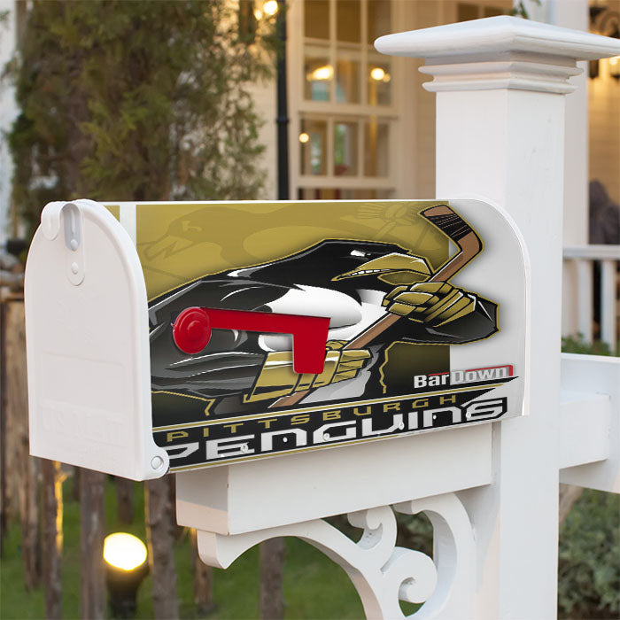 Pittsburg Penguins Nhl Hockey Magnetic Mailbox Cover 18" X 21" Outdoor Decor