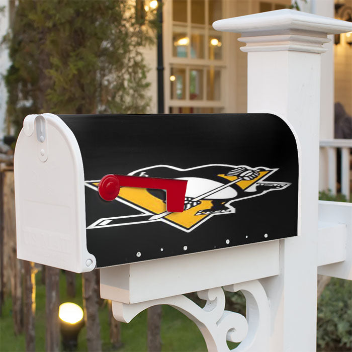 Pittsburgh Penguins Black Logo Magnetic Mailbox Cover 18" X 21" Outdoor Decor