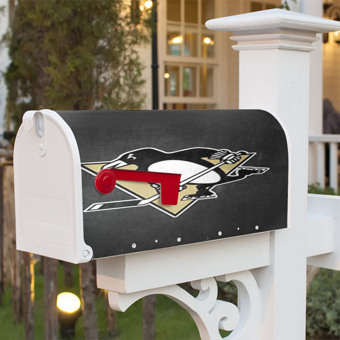 Pittsburgh Penguins Logo Dark Gray Magnetic Mailbox Cover 18" X 21" Outdoor Decor