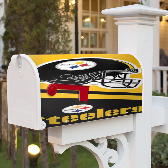 Pittsburgh Steelers Helmet Stripes Magnetic Mailbox Cover 18" X 21" Outdoor Decor