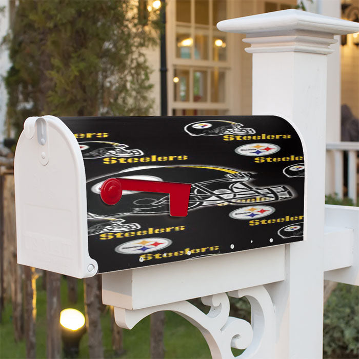 Pittsburgh Steelers Logos Helmets Magnetic Mailbox Cover 18" X 21" Outdoor Decor