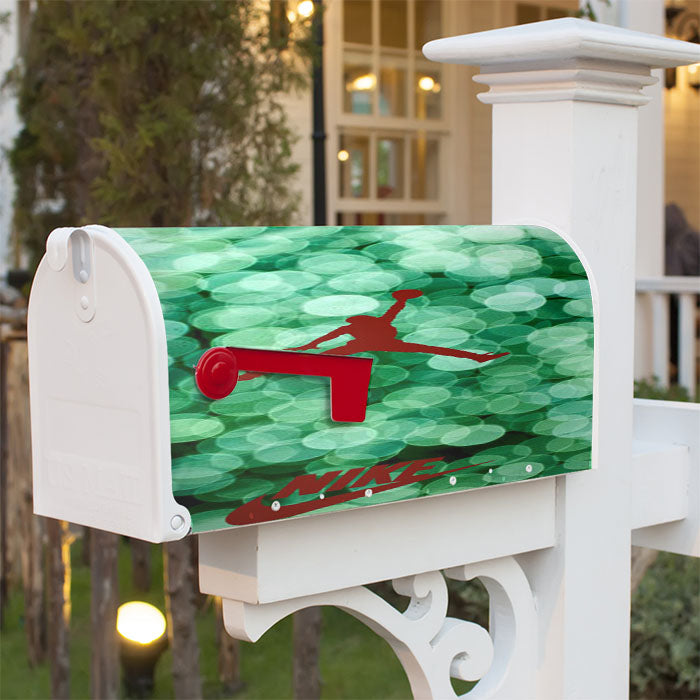 Red Nike Air Jordan Green Glitter Magnetic Mailbox Cover 18" X 21" Outdoor Decor