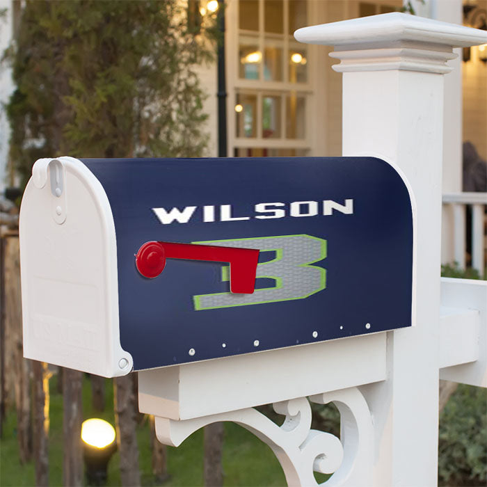 Russell Wilson Jersey Design Magnetic Mailbox Cover 18" X 21" Outdoor Decor
