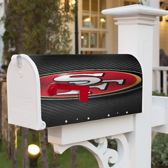 San Francisco 49Ers Black Carbon Fiber Logo Magnetic Mailbox Cover 18" X 21" Outdoor Decor