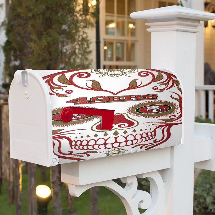 San Francisco 49Ers Skull Magnetic Mailbox Cover 18" X 21" Outdoor Decor