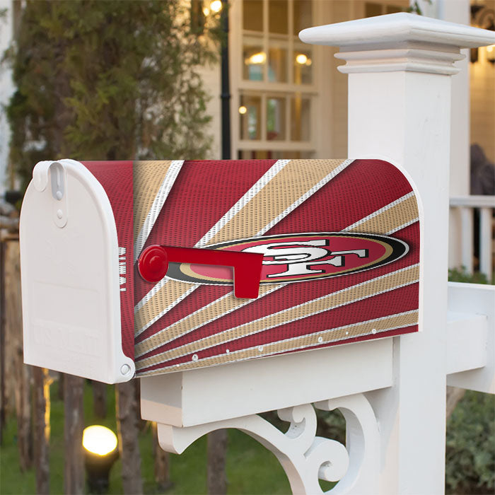 San Francisco 49Ers Stripe Wallpaper Magnetic Mailbox Cover 18" X 21" Outdoor Decor
