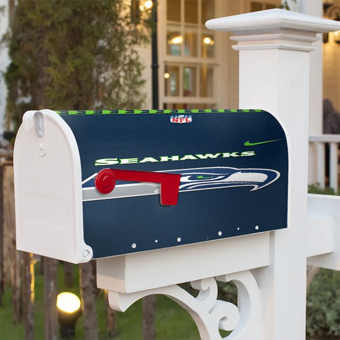 Seattle Seahawks Fiber Blue Nfl Pictures Magnetic Mailbox Cover 18" X 21" Outdoor Decor