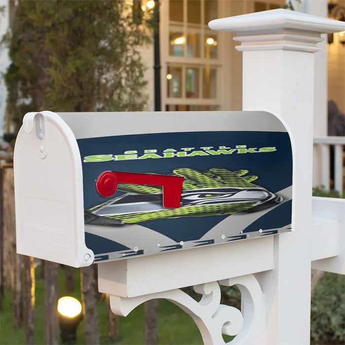 Seattle Seahawks Gloves Blue Grey Magnetic Mailbox Cover 18" X 21" Outdoor Decor