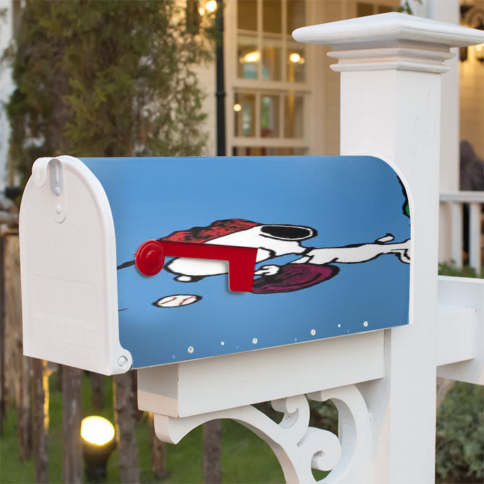Snoopy Baseball Catch Magnetic Mailbox Cover 18" X 21" Outdoor Decor