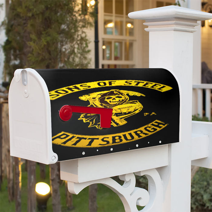 Sons Of Steel Pittsburgh Soa Parody Logo Magnetic Mailbox Cover 18" X 21" Outdoor Decor