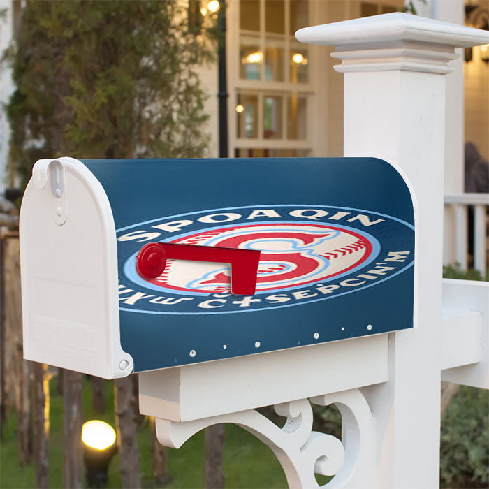 Spoaqin Indians Baseball Logo Blue Magnetic Mailbox Cover 18" X 21" Outdoor Decor