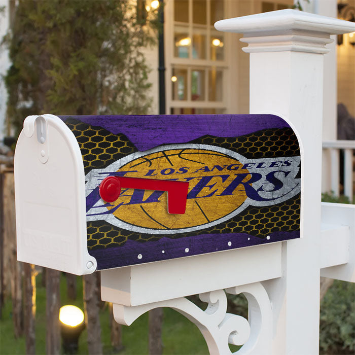 Sport Logo Basketball Nba Los Angeles Lakers Magnetic Mailbox Cover 18" X 21" Outdoor Decor