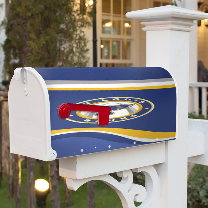 St Louis Blues Wavy Banners Logo Magnetic Mailbox Cover 18" X 21" Outdoor Decor
