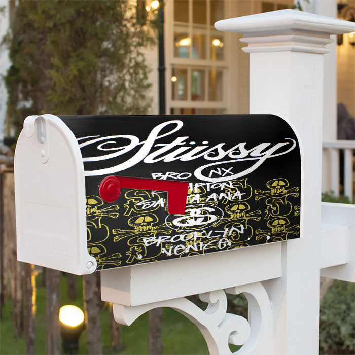 Stussy Skulls Pattern Magnetic Mailbox Cover 18" X 21" Outdoor Decor