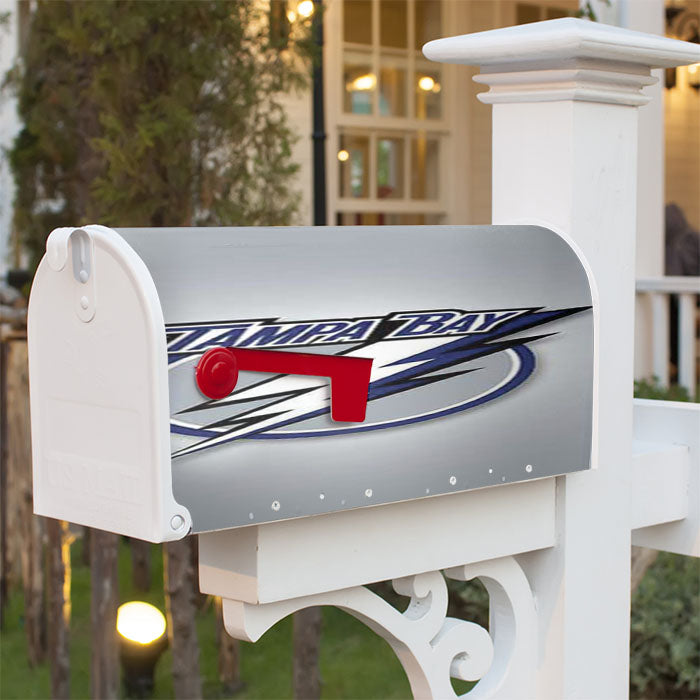 Tampa Bay Lightning Silver Radial Magnetic Mailbox Cover 18" X 21" Outdoor Decor