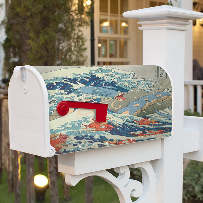 The Great Wave Off Kanto Blue Magnetic Mailbox Cover 18" X 21" Outdoor Decor