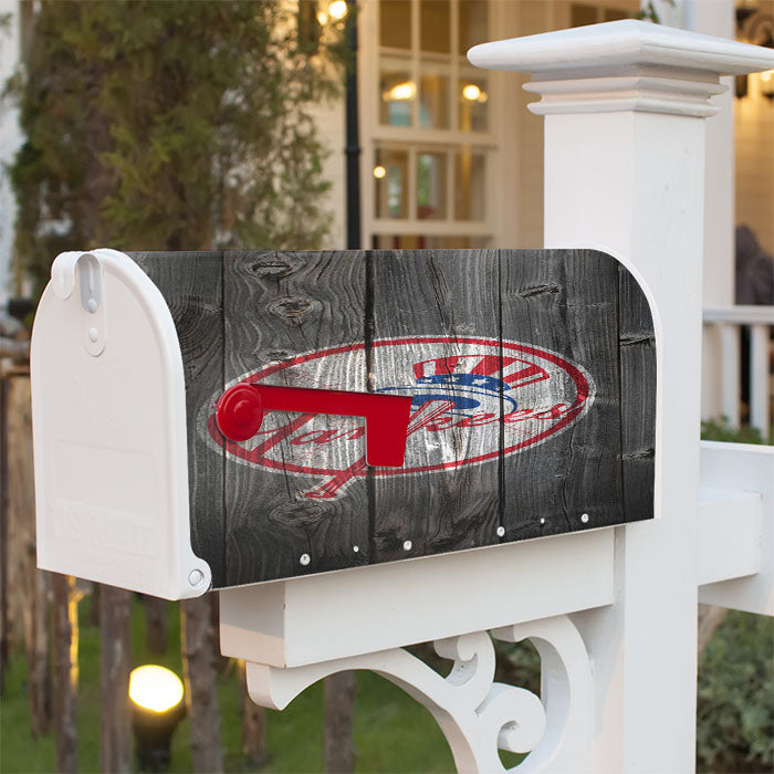 The New York Yankees Mlb Logo Dark Wood Wallpaper Magnetic Mailbox Cover 18" X 21" Outdoor Decor