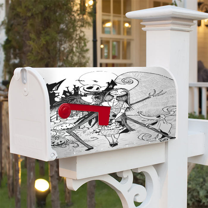 The Nightmare Before Christmas Sketch Magnetic Mailbox Cover 18" X 21" Outdoor Decor
