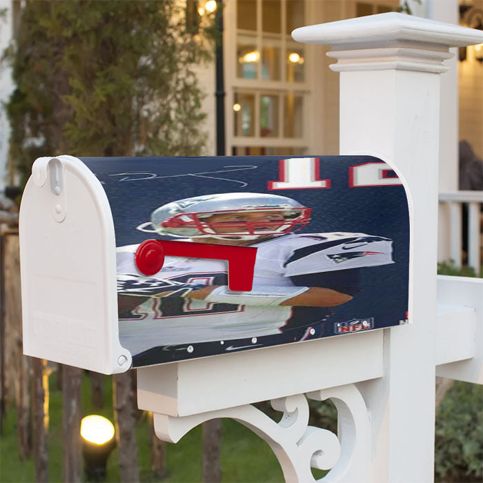 Tom Brady Jersey Bkg Autograph Magnetic Mailbox Cover 18" X 21" Outdoor Decor