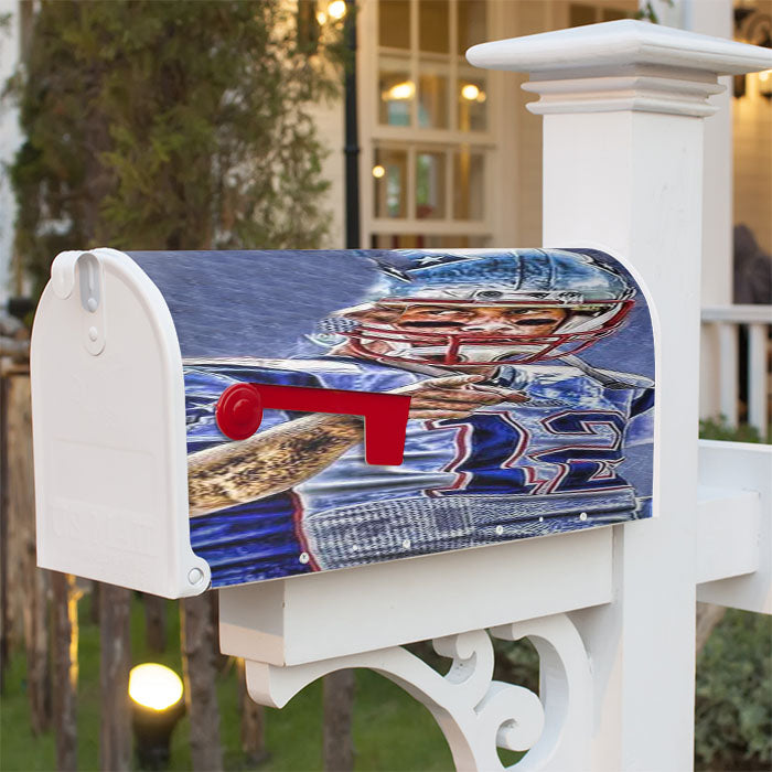 Tom Brady New England Patriots Nfl 4 Magnetic Mailbox Cover 18" X 21" Outdoor Decor