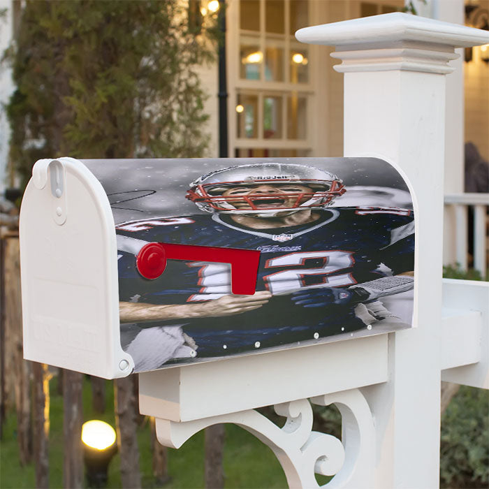 Tom Brady New England Patriots Nfl Wallpaper Magnetic Mailbox Cover 18" X 21" Outdoor Decor