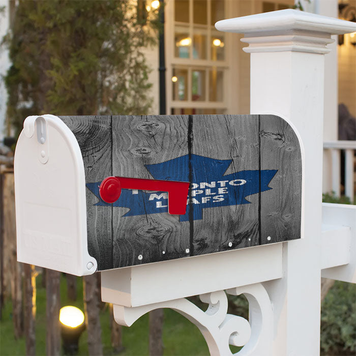 Toronto Maple Leafs Nhl Logo Dark Wood Wallpaper Magnetic Mailbox Cover 18" X 21" Outdoor Decor