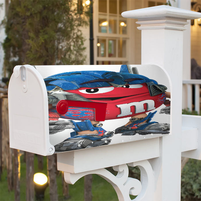 Transformer M&M Mascot Red Magnetic Mailbox Cover 18" X 21" Outdoor Decor