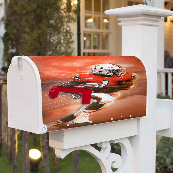 University Of Miami Football Magnetic Mailbox Cover 18" X 21" Outdoor Decor